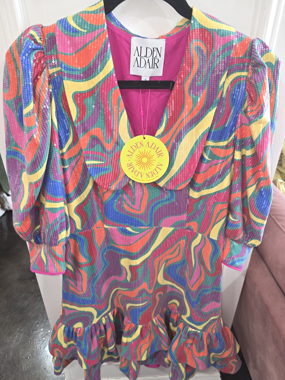Alden Adair Pink Multicolor Swirl Mini Dress